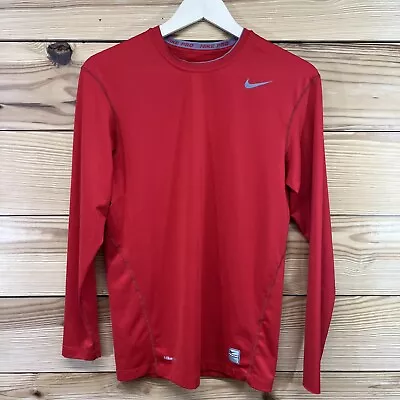 Nike Pro Tight Shirt Large Red Long Sleeve Nike Fit Stretch Poly Spandex B8 • $13.99