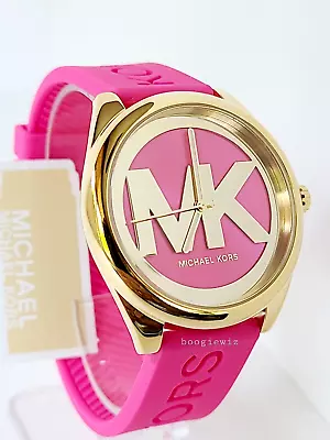 Michael Kors  Pink Janelle Silicone Band Gold Tone Logo Watch Mk7349 New In Bo • $129