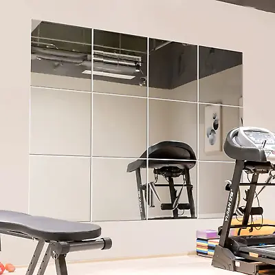 Gym Mirrors 12  Square Wall Mounted Mirror Frameless Mirror Tiles For Wall Ceil • $63.39