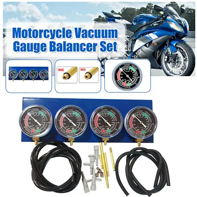 Motorcycle Fuel Vacuum Carburetor Synchronizer Tool 4 Carb Sync Gauge F1V3 • $31.01