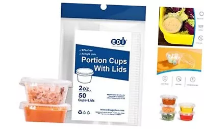 EDI [2 OZ Sets] Clear Disposable Plastic Portion Cups With Leakproof 50 2 Oz • $12.84