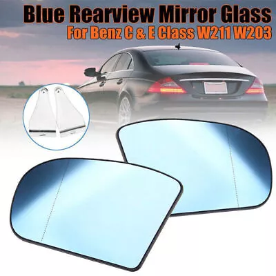 For W211 W203 Mercedes E/C-class Blue Wide Angle Heated Base Door Mirror Glass  • $30.98