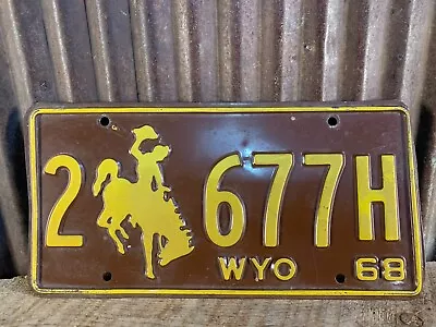 $29.99 • Buy 1968 Wyoming License Plate, 2 677H, Brown & Yellow