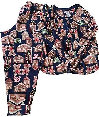 Disney Mickey Mouse Pajama Set XL Christmas Gingerbread Minnie Candy Fleece • $27.99