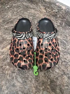 New Crocs Classic Multi Animal Remix Print Leopard Zebra Strap Mens 12 Clog NWT • $42.99