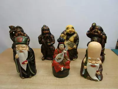 Seven Lucky Gods Set Of 7 Lucky Gods Folk Art Traditional Crafts 0920 Y • $119