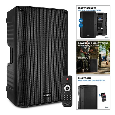 Vonyx VSA15BT 15  Active PA Speaker With Bluetooth And USB DJ Sound System 1000W • £279