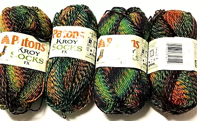 CLOVER COLORS 4 50gr Skeins 664yd Patons KROY SOCKS FX Soft SW Wool+Ny  Fgr YARN • $26