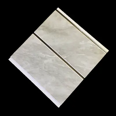 10 Grey Marble Chrome Strip Bathroom PVC Cladding Plastic Shower Wall Panels • £55.08