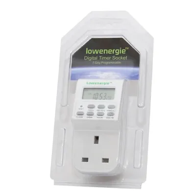 7 Day Digital LCD Timer Switch Electronic Plug-in Programmable 24 Hour Socket • £8.99