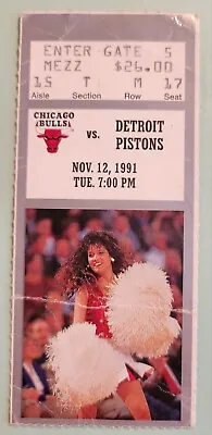 1991 Pistons Vs Bulls Ticket Stub 11/12/91 Michael Jordan Pippen Rodman 🏀🏀 • $9.99