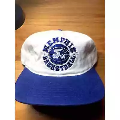 RARE VTG 1990s Memphis Basketball Starter Snapback Hat - White/Blue • $156