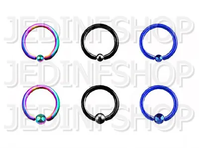 BCR Hoop Captive Bead Ring CBR | 1.6mm (14g) - 12mm | Titanium Anodised • £3.50