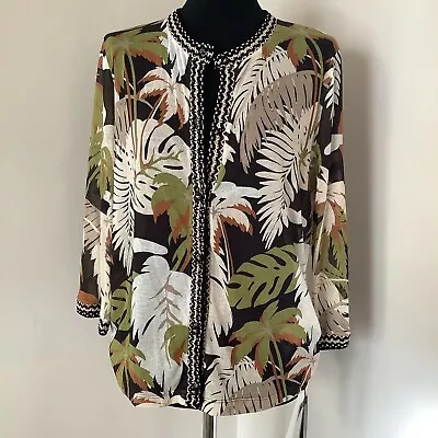 Marc Cain Palm Tree Print Cardigan Size N5 Uk 16 New With Tickets   • £55