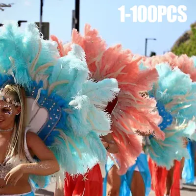 1-100PCS Large Ostrich Feathers For Wedding Party Costume Decoration 25-30cm • £5.89