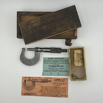 Lufkin Rule Co. No.1641V Vtg 0-1” Outside Micrometer With Wooden Box • $5