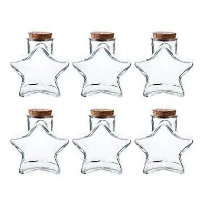 Whole Housewares Star Shaped Glass Favor Jars With Cork Lids Set Of 6 10oz • $18.99