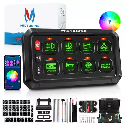 MICTUNING 8 Gang Switch Panel RGB Led Auxiliary Power Switch Relay System Marine • $125.99