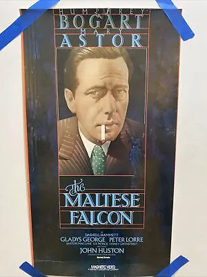 Vtg 1983 MALTESE FALCON VHS Video Release Movie Poster HUMPHREY BOGART 18x10 • $9.99