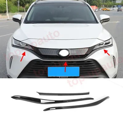 For Toyota Venza 2021-2023 Glossy Black Front Bumper + Grill Moulding Cover Trim • $95.35