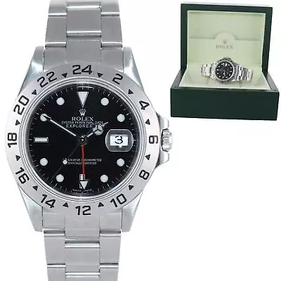 MINT 2001 Rolex Explorer II 16570 Stainless Steel Black Dial GMT 40mm Watch Box • $6992.13