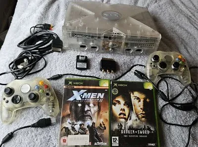 Xbox Original Crystal W/ 2 Controllers And 2 Games • £120