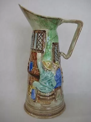 Vintage E. Radford England Art Pottery Hand Painted Pitcher Vase 11  Tall • £114.01