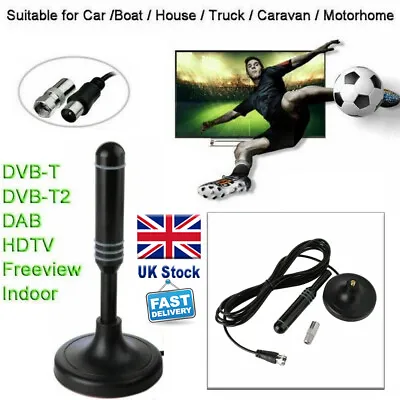 £8.26 • Buy 1x Portable TV Digital HD Freeview Aerial Ariel DAB/FM Indoor Outdoor Car House