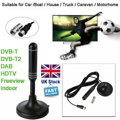 1x Portable TV Digital HD Freeview Aerial Ariel DAB/FM Indoor Outdoor Car House • £7.59