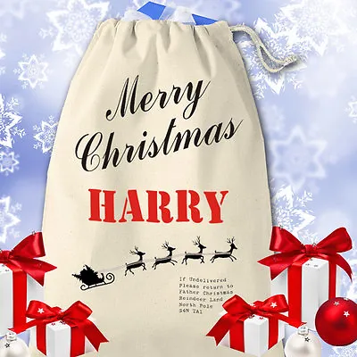 £3.95 • Buy Santa Sack Personalised With Name - Father Christmas Gift Bag Presents Stocking