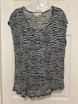 MICHAEL Michael Kors Women’s Black Zebra Stripe Animal Print Sleeveless Top Sz L • $10.99