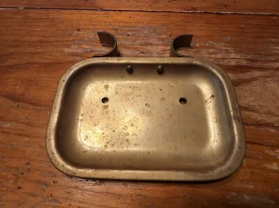 Vintage Brass Soap Dish W/ Drip Holes ~ Made For Mounting Between Pipes - Pl • $12.50
