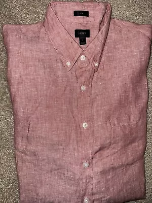 Mens J Crew Slim Long Sleeve Irish Linen Button Front Shirt Large - EUC • $17.99