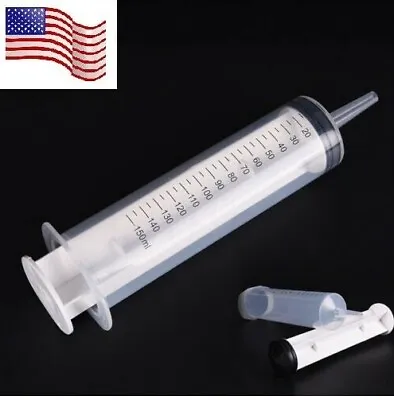 $6.99 • Buy 150ml Plastic Syringe Reusable Big Large Hydroponics Nutrient Measuring 
