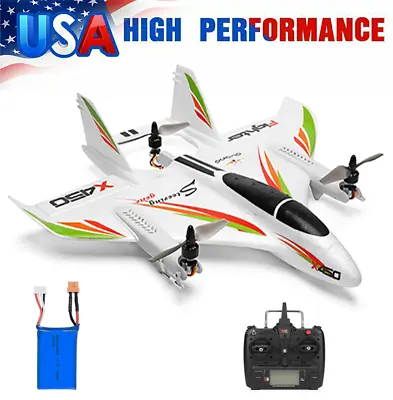 WLtoys XK X450 RC Airplane 2.4GH 6CH RC Glider Fixed Wing 6-axis Gyro Plane V6G1 • $135.97