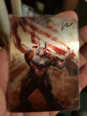 MARVEL SDCC 2015 CAPTAIN AMERICA METAL TRADING CARD Ltd 100 Signed Chad Hardin  • £150