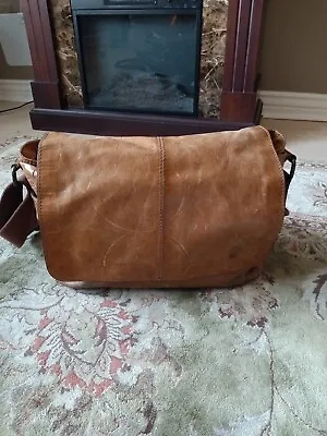 Fossil Men's Brown Leather Messenger Bag As Is • $45