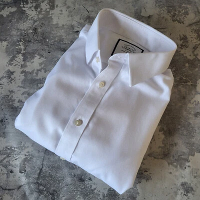 Charles Tyrwhitt Mens White Shirt 16  Slim Fit Classic French Cuff 34  Sleeve • £21.95