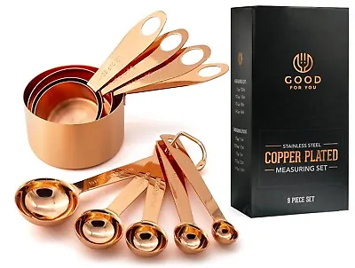 £21 • Buy Copper Stainless Steel Measuring Cups And Spoons Set Of 9 With Foiled Gift Box