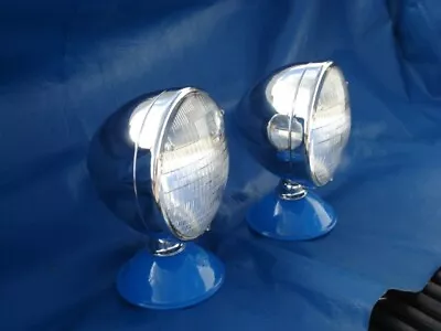 Chrome  Dietz  Style Sealed Beam Headlights Hot Rod Street Rod Rat Rod    Pair  • $73.99