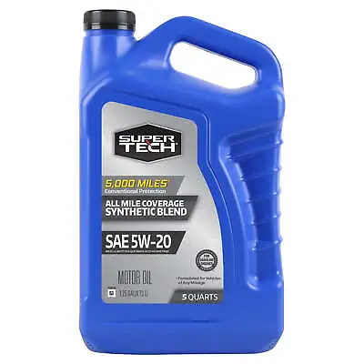 Super Tech All Mileage Synthetic Blend Motor Oil SAE 5W-20 5 Quarts • $16.48