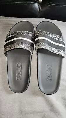 Victorias Secret New Black Glitter Slides Size M • $24.99