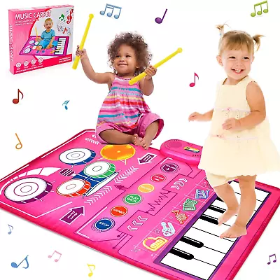 2 In 1 Musical Mat For Toddlers 1-3 Piano Keyboard & Drum Mat With 2 Sticks  • $31.99