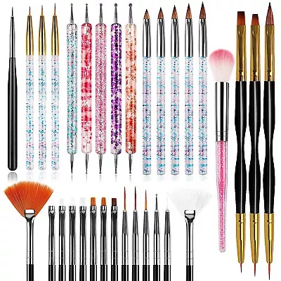 32pcs Nail Art Brushes Acrylic Nail Brush For Nail Art Liner Dust Dotting Tools • $11.42