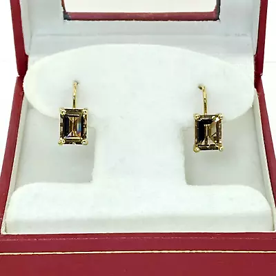 9ct Solid Gold Smoky Quartz Earrings - Lever Back -Boxed As Images - 1.90 Gr • £125