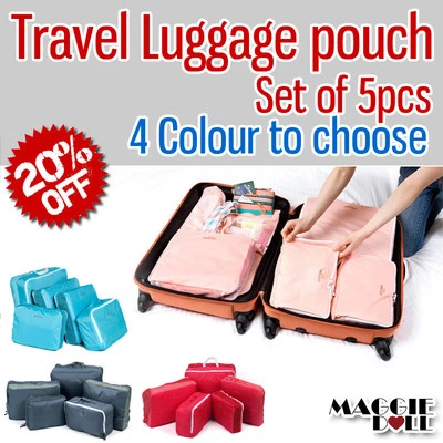 $16.75 • Buy Luggage Organiser Bag Travel Trips Clothes Accessories Case Tidy 5 Pc New Design