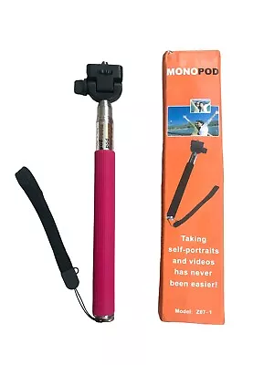 MONOPOD 110cm Selfie  Hand Held Compact Smartphone Camera Selfie Stick Pink New • £5.79