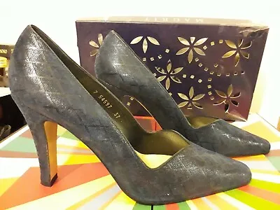 Magrit High Heels Shoes Party Summer Spring Office Navy Blue Court Leather 37 • £45