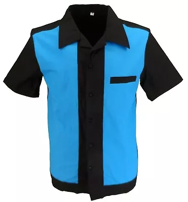 Retro Black/Blue 50s Rockabilly Bowling Shirts • £29.99