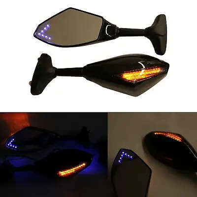 For Yamaha YZF R1 R6 FZ1 FZ6 600R R3 Motorcycle Black Mirror LED Turn Signal • $45.45